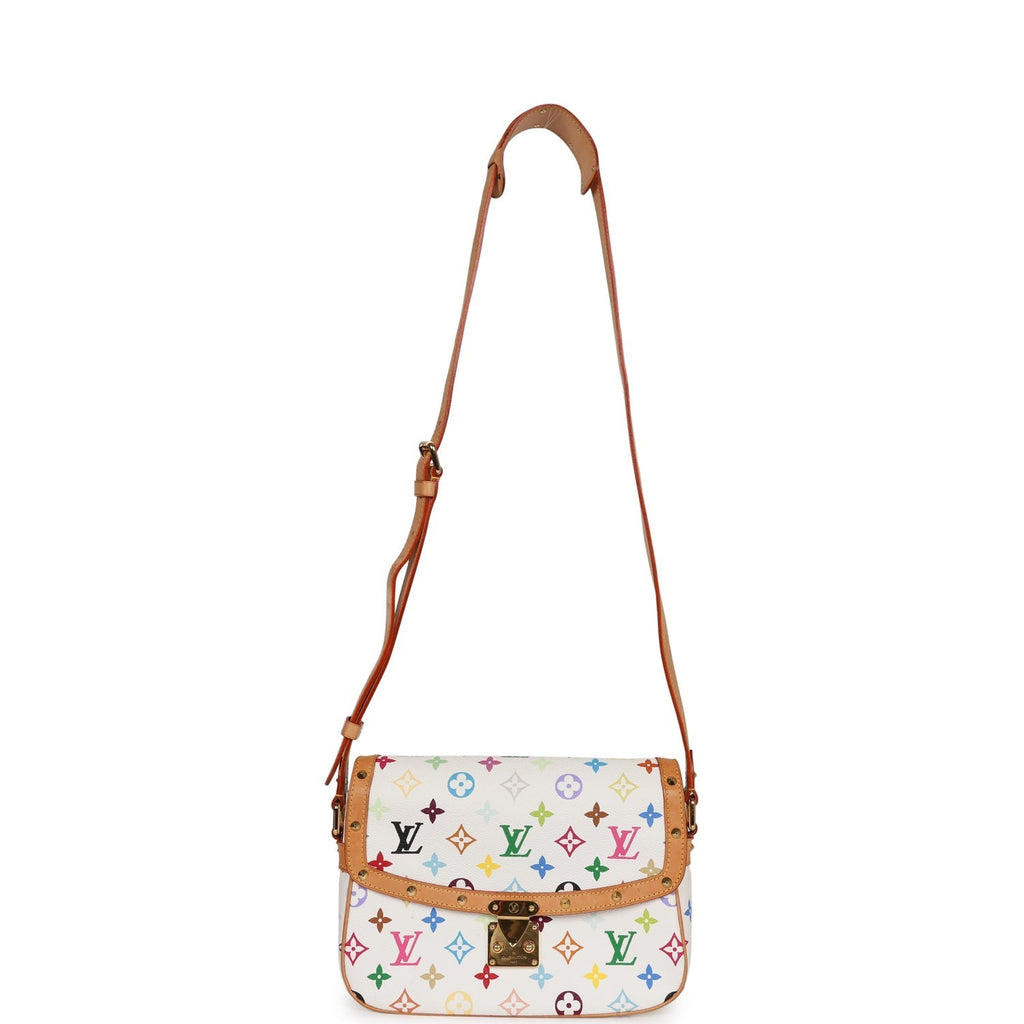Louis Vuitton Vintage Sologne White Multicolor Canvas Gold Hardware