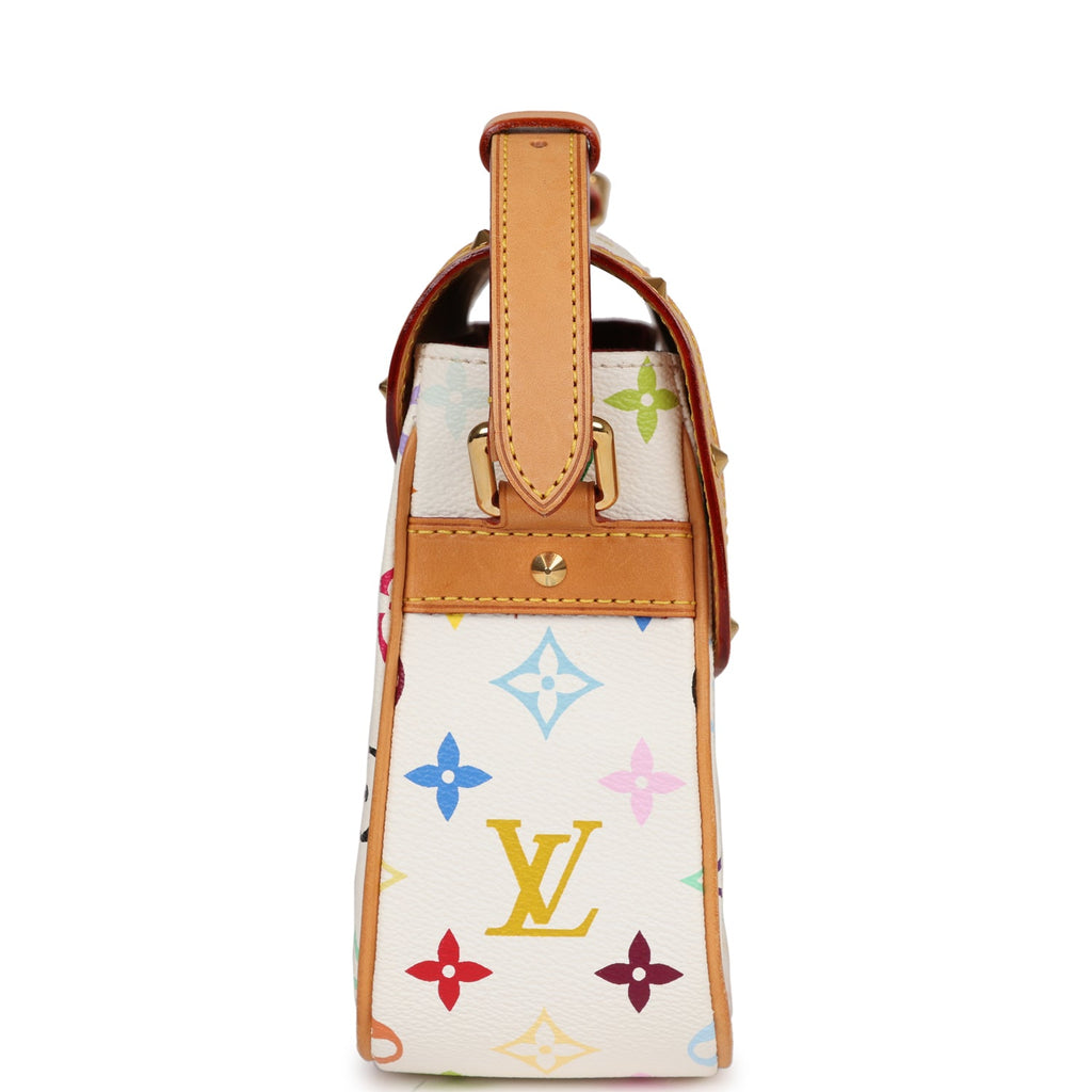 Louis Vuitton Vintage Sologne White Multicolor Canvas Gold Hardware