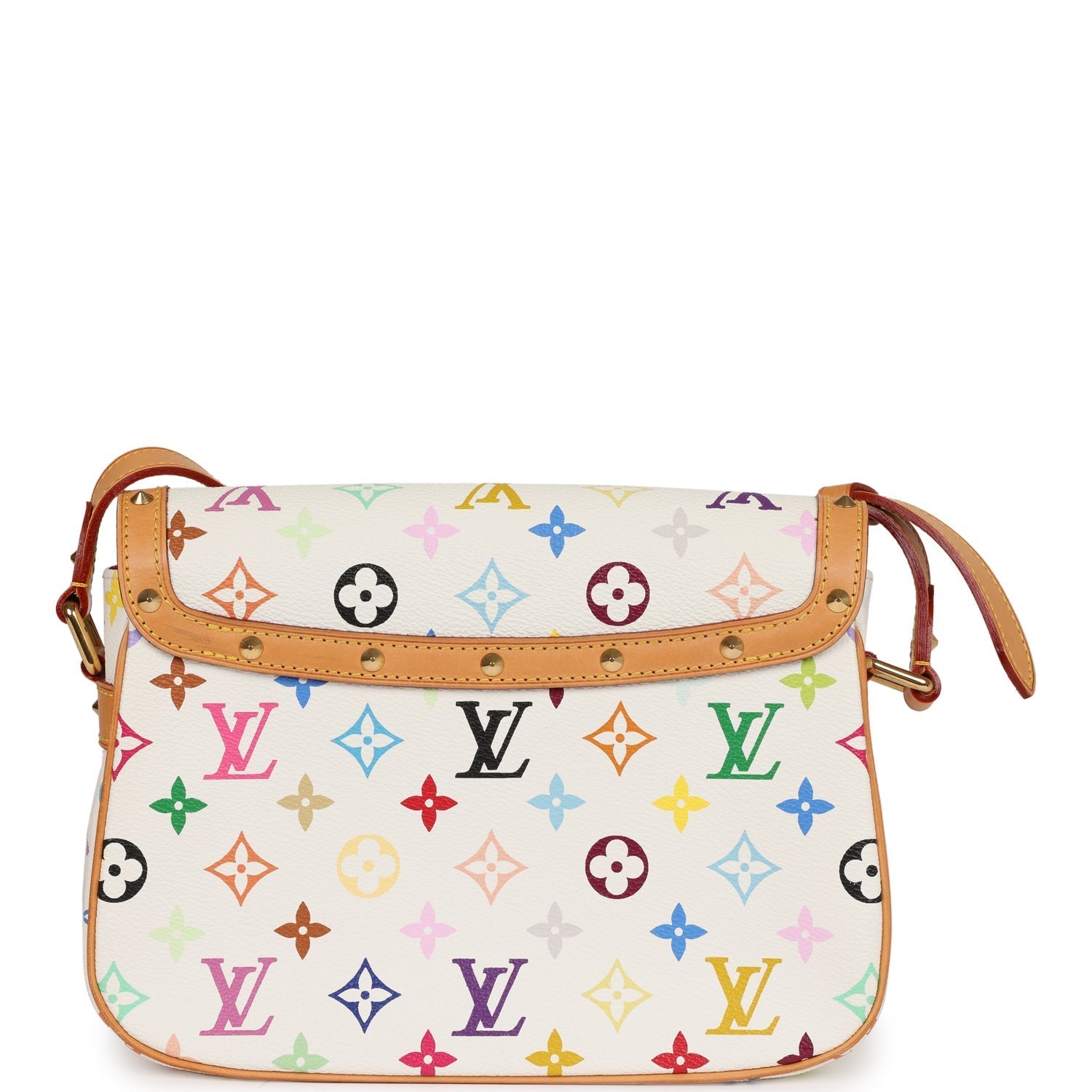 Louis Vuitton Vintage Sologne White Multicolor Canvas Gold Hardware