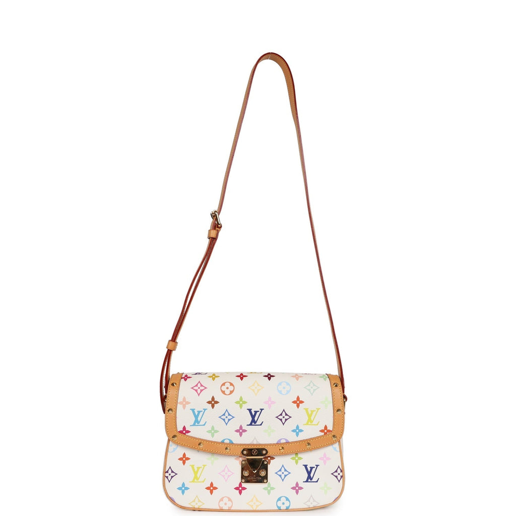 Louis Vuitton Vintage Sologne White Multicolor Canvas Gold Hardware