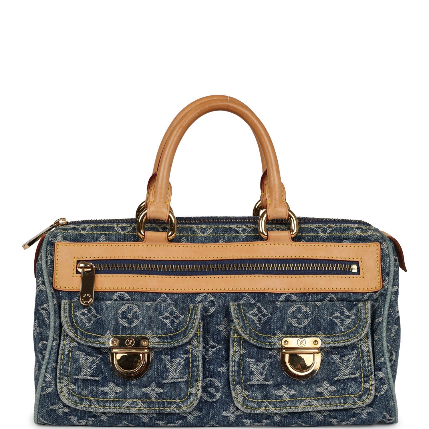 Louis Vuitton Vintage Neo Speedy Blue Denim Monogram Gold Hardware