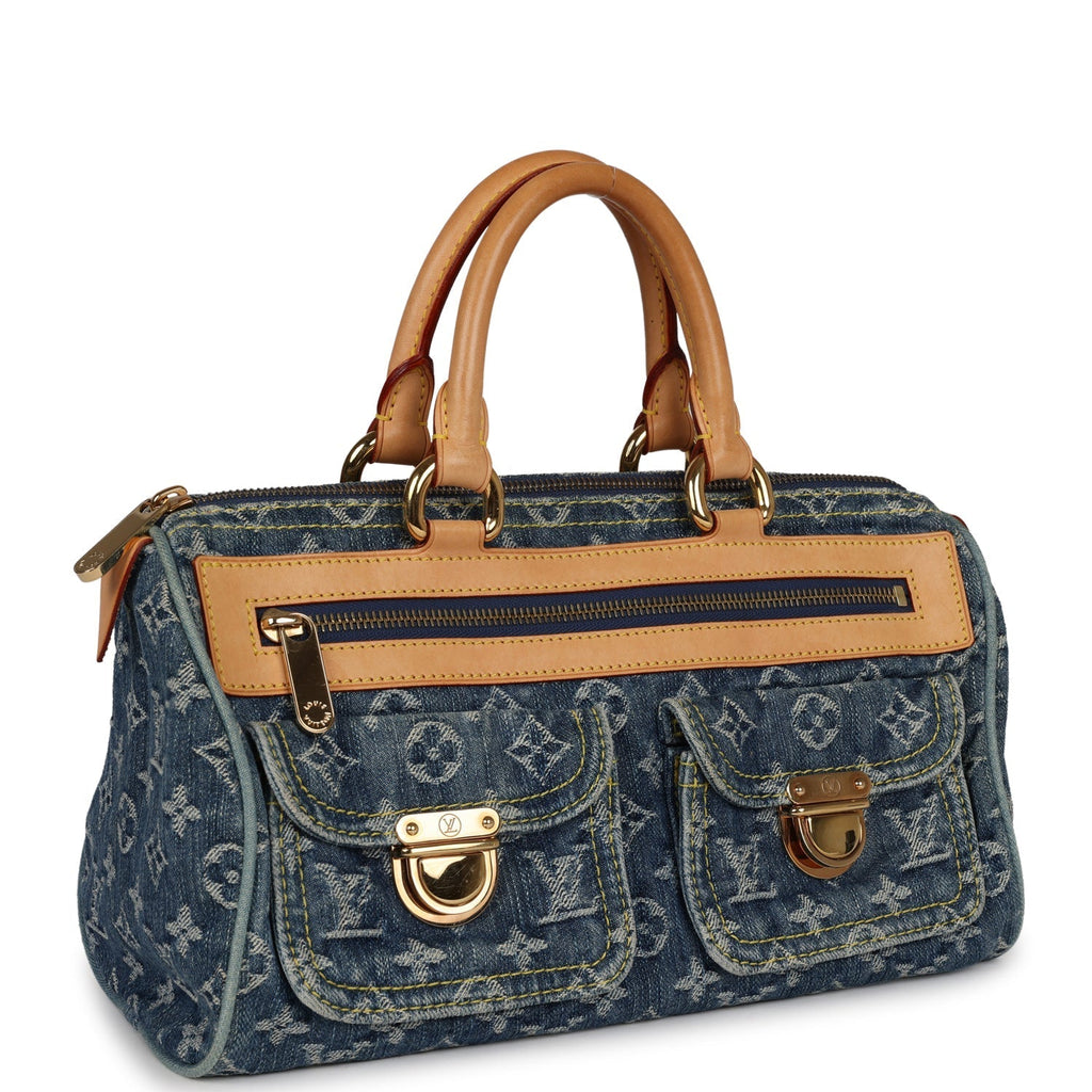 Louis Vuitton Vintage Neo Speedy Blue Denim Monogram Gold Hardware