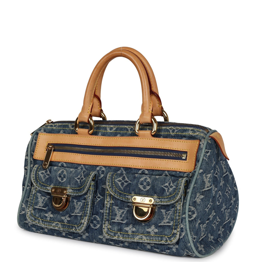 Louis Vuitton Vintage Neo Speedy Blue Denim Monogram Gold Hardware