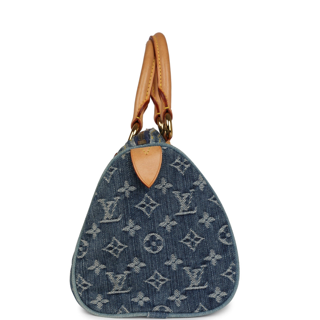 Louis Vuitton Vintage Neo Speedy Blue Denim Monogram Gold Hardware