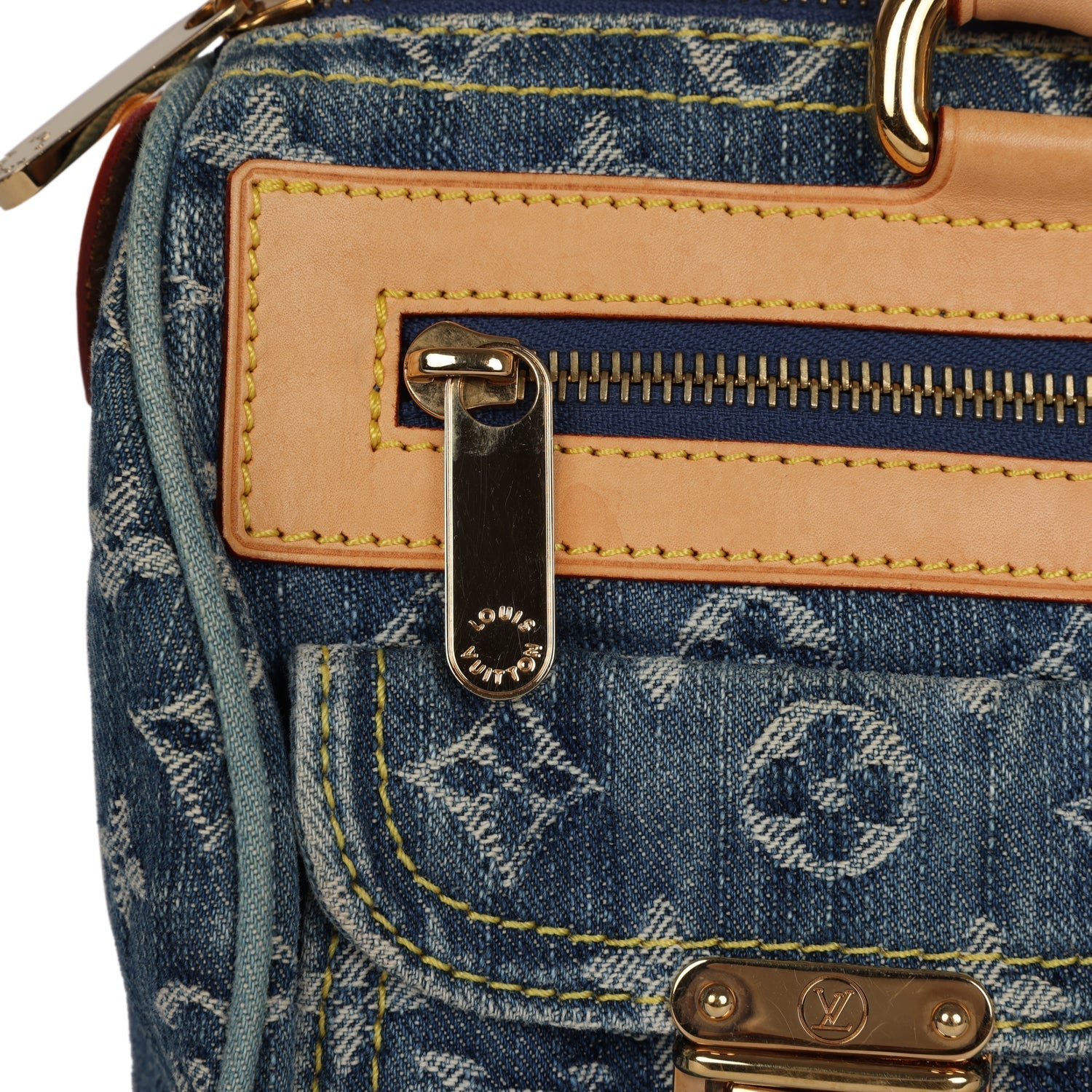 Louis Vuitton Vintage Neo Speedy Blue Denim Monogram Gold Hardware