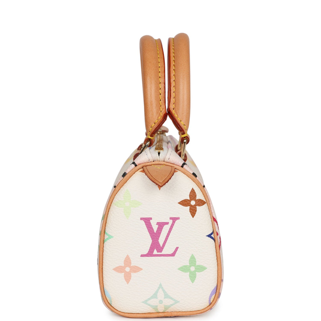 Louis Vuitton Vintage X Takashi Murakami Mini HL Speedy White Multicolor Gold Hardware