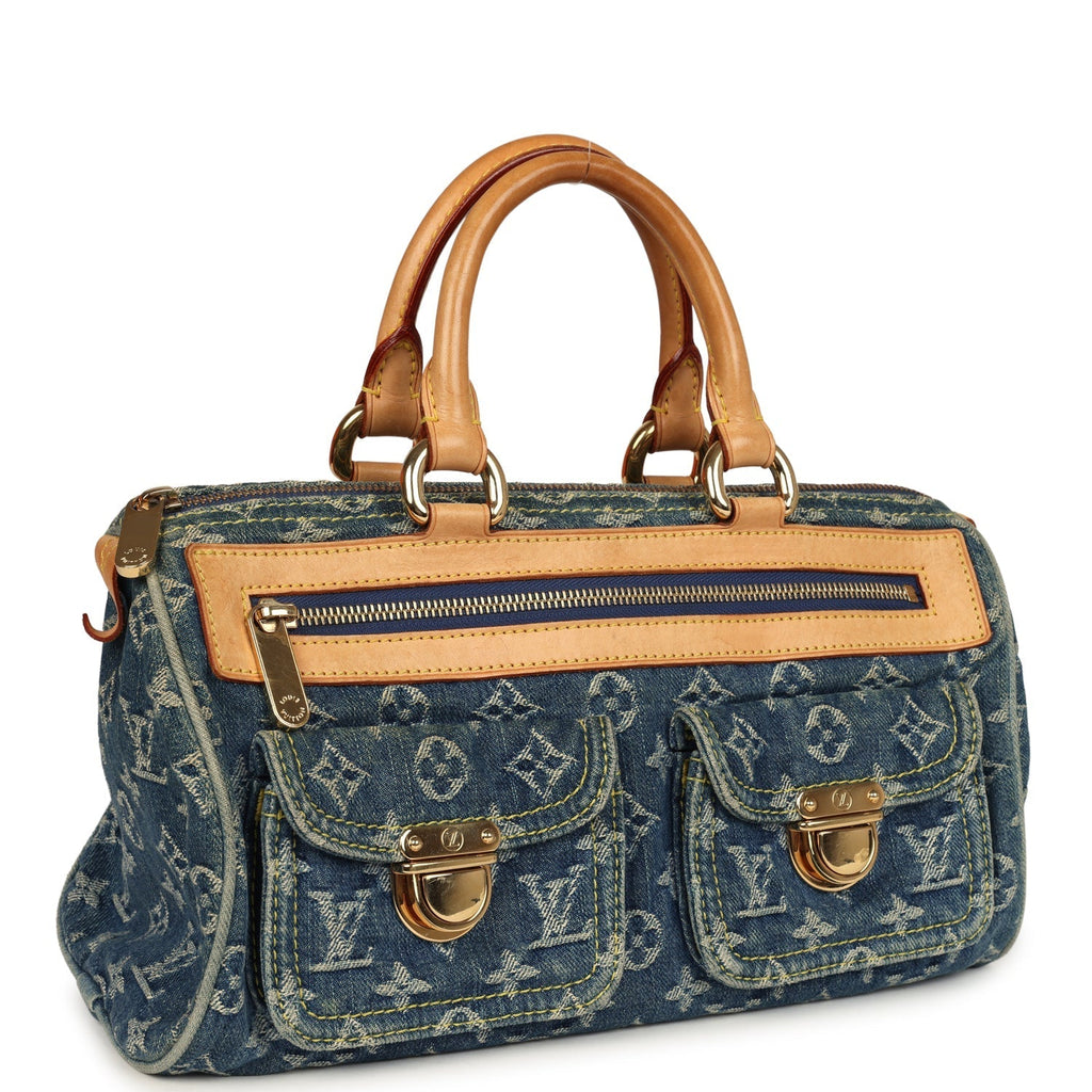 Louis Vuitton Vintage Neo Speedy Blue Denim Monogram Gold Hardware