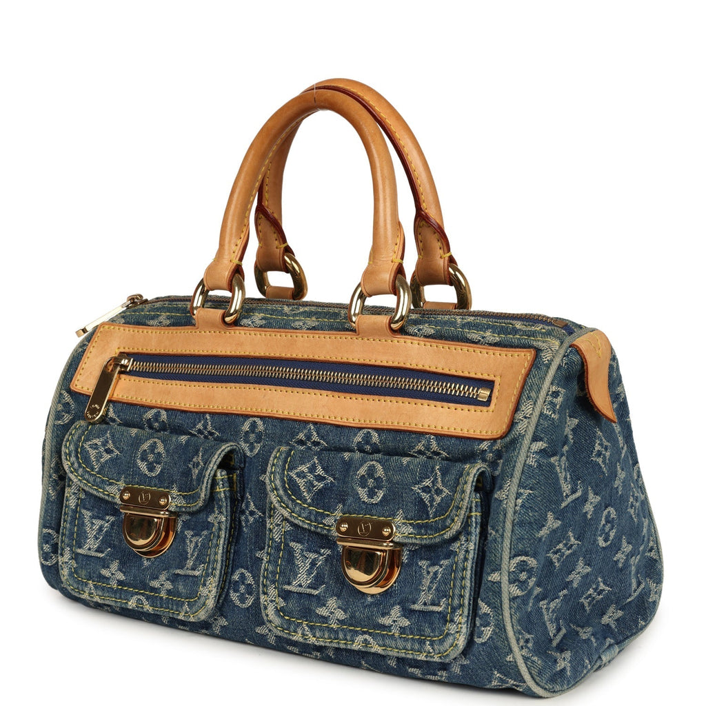Louis Vuitton Vintage Neo Speedy Blue Denim Monogram Gold Hardware