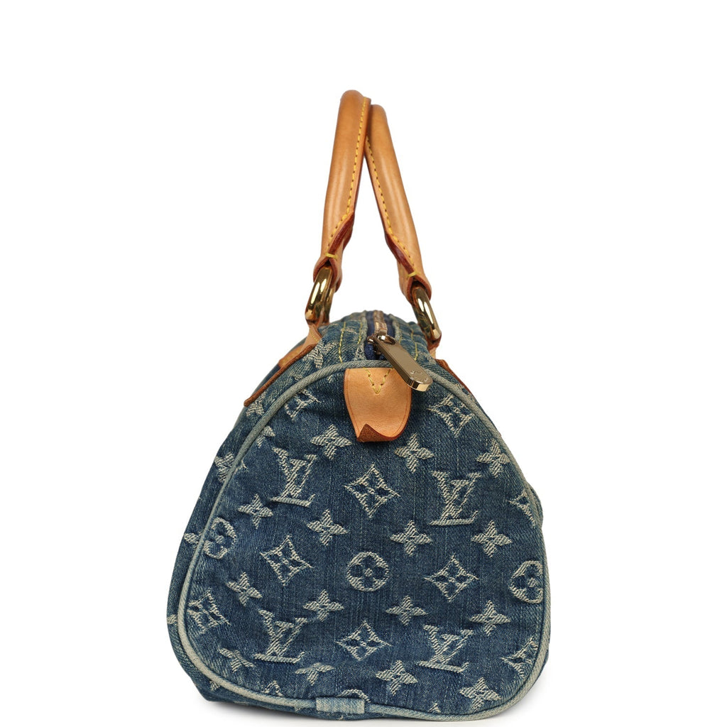 Louis Vuitton Vintage Neo Speedy Blue Denim Monogram Gold Hardware