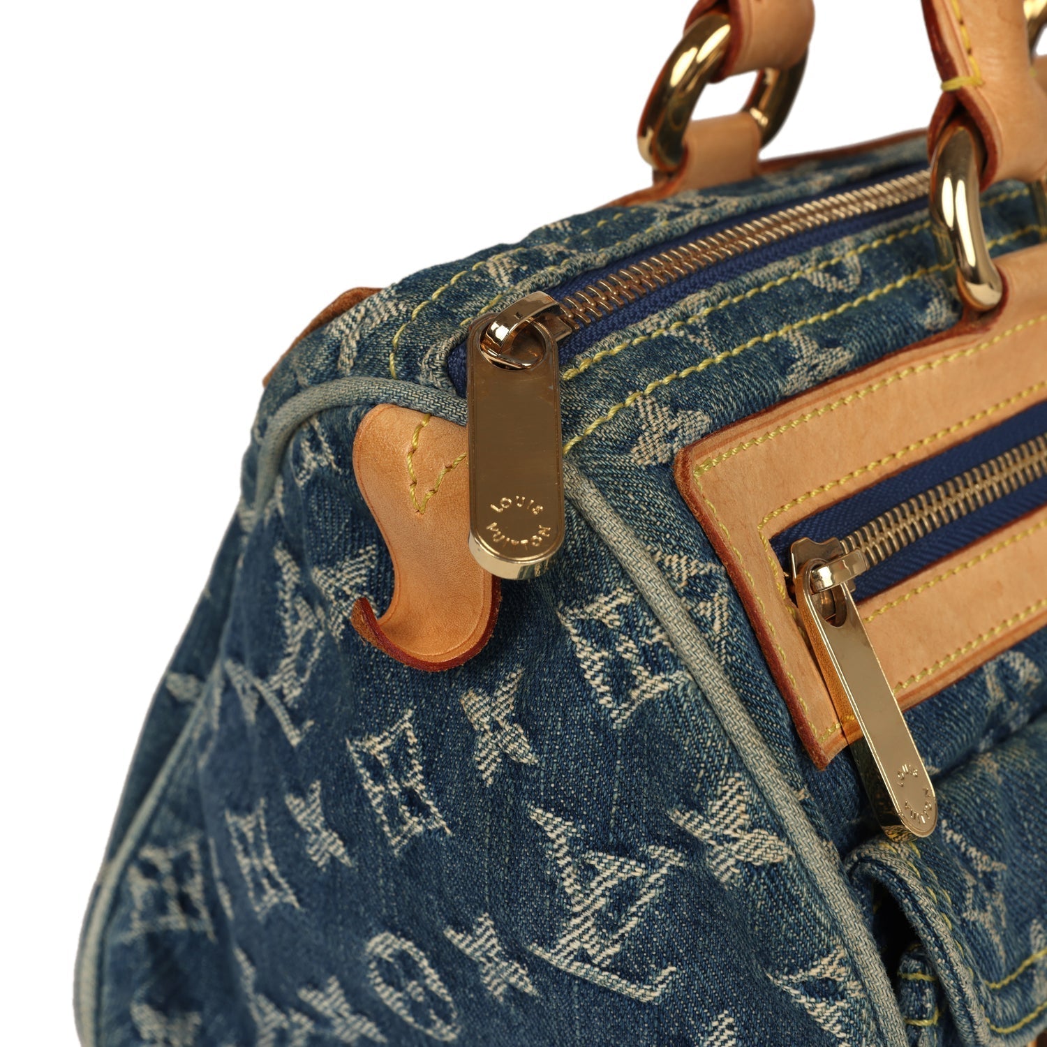 Louis Vuitton Vintage Neo Speedy Blue Denim Monogram Gold Hardware