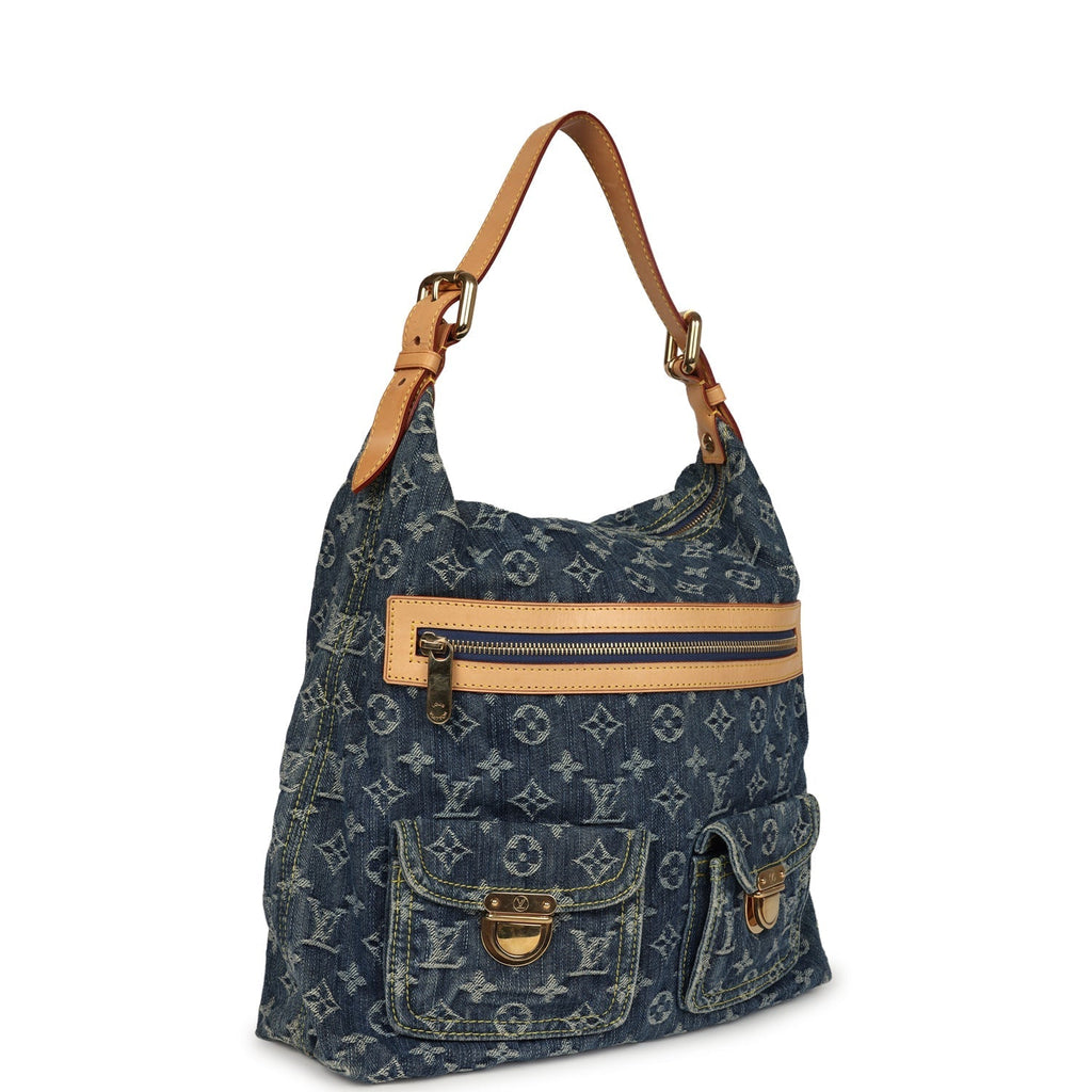 Louis Vuitton Vintage Baggy GM Blue Denim Monogram Gold Hardware