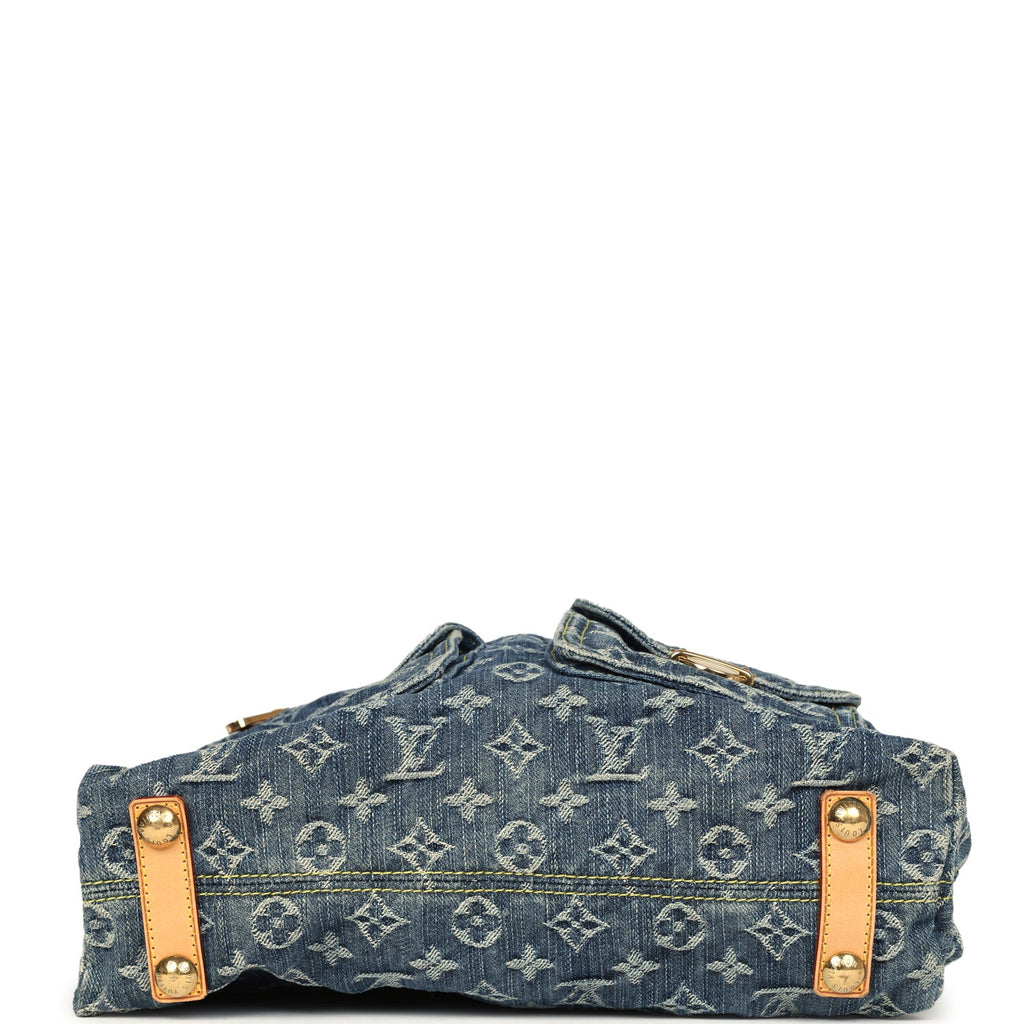 Louis Vuitton Vintage Baggy GM Blue Denim Monogram Gold Hardware