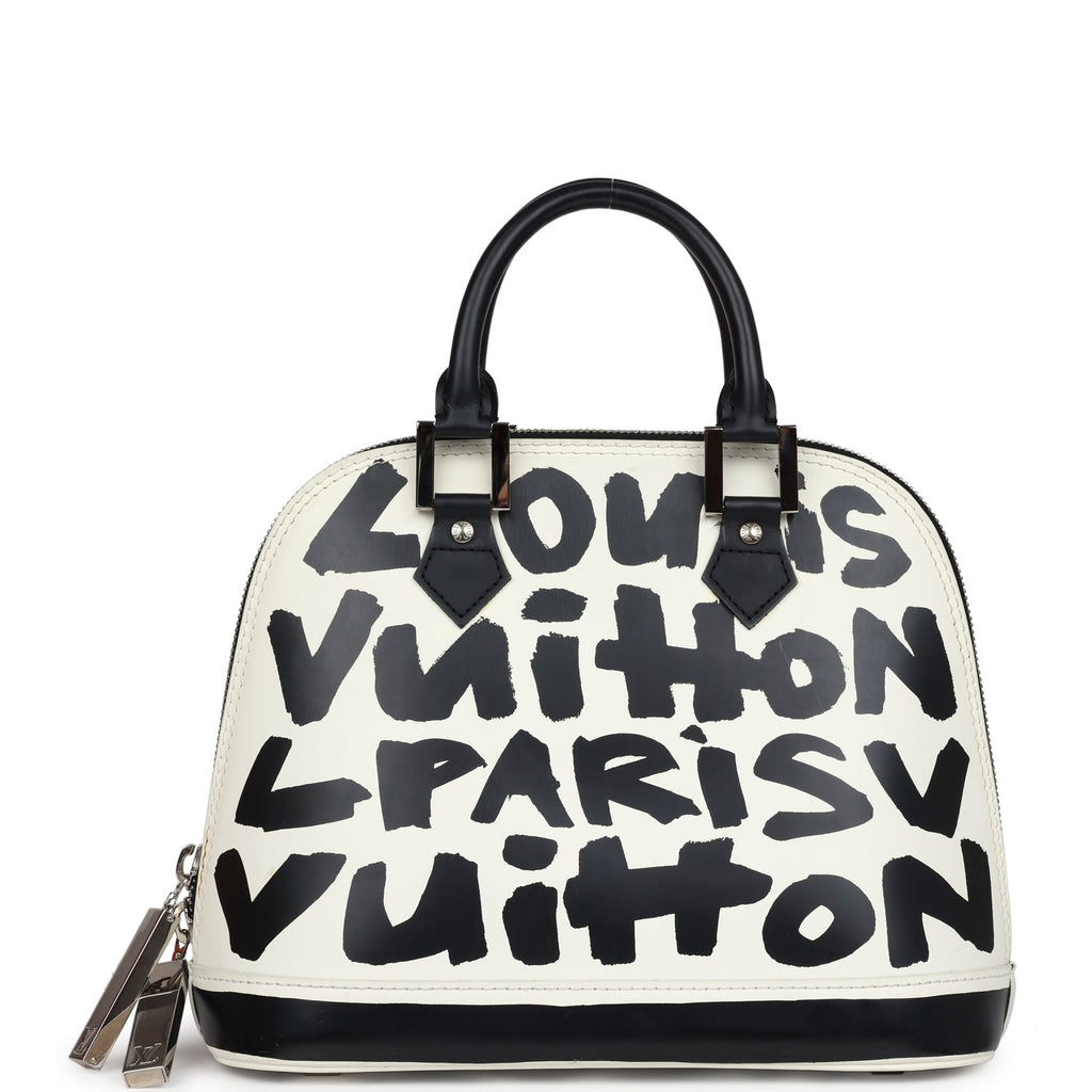 Louis Vuitton Vintage x Stephen Sprouse Graffiti Alma MM Black and White Leather Silver Hardware