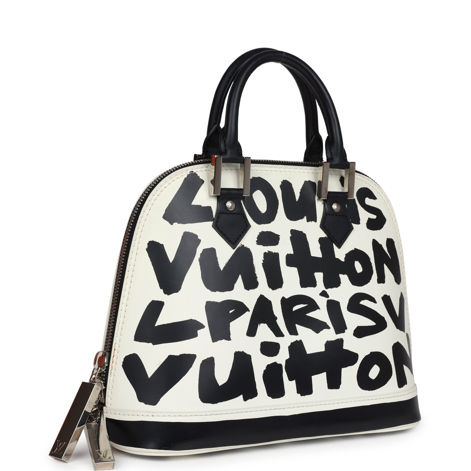 Louis Vuitton Vintage x Stephen Sprouse Graffiti Alma MM Black and White Leather Silver Hardware