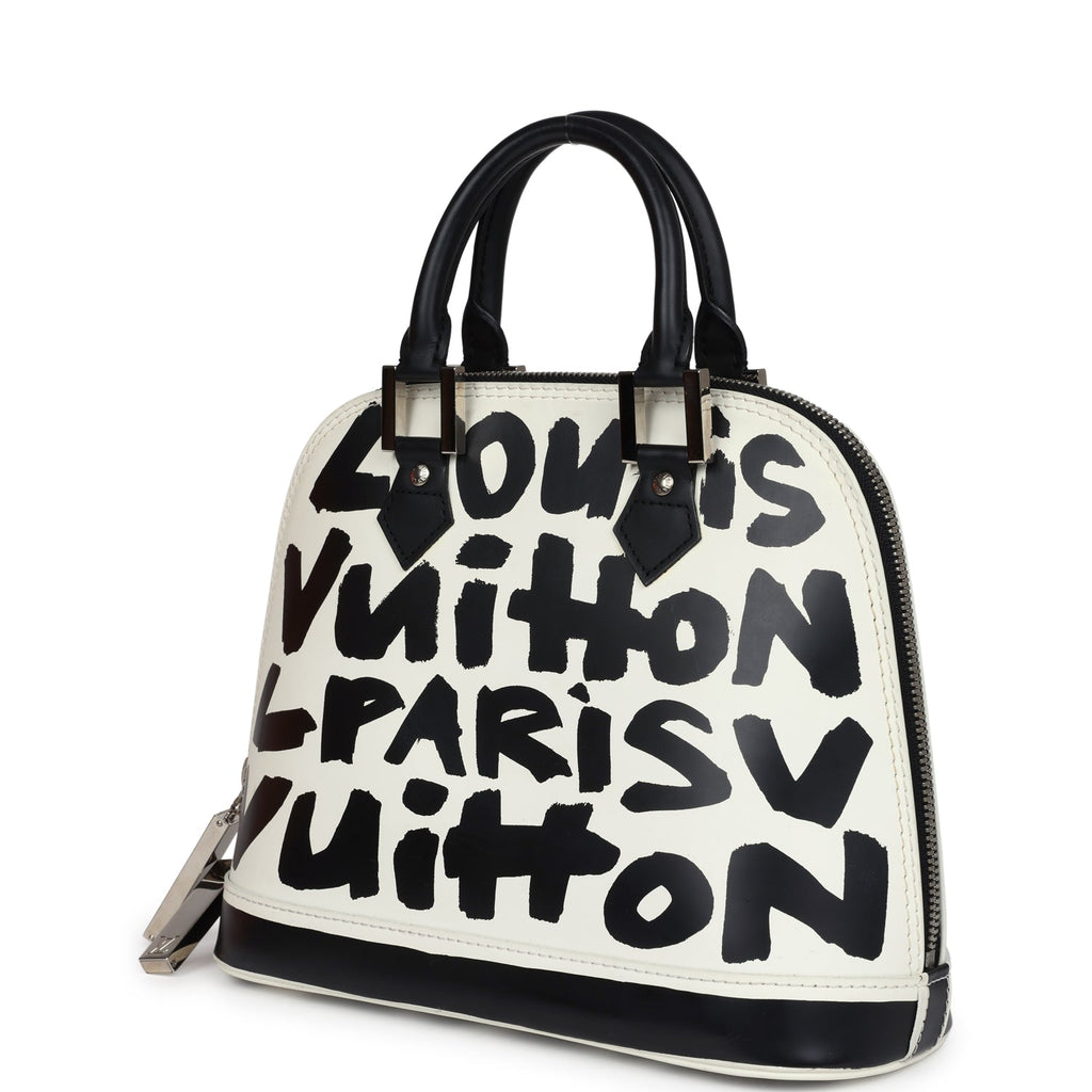 Louis Vuitton Vintage x Stephen Sprouse Graffiti Alma MM Black and White Leather Silver Hardware