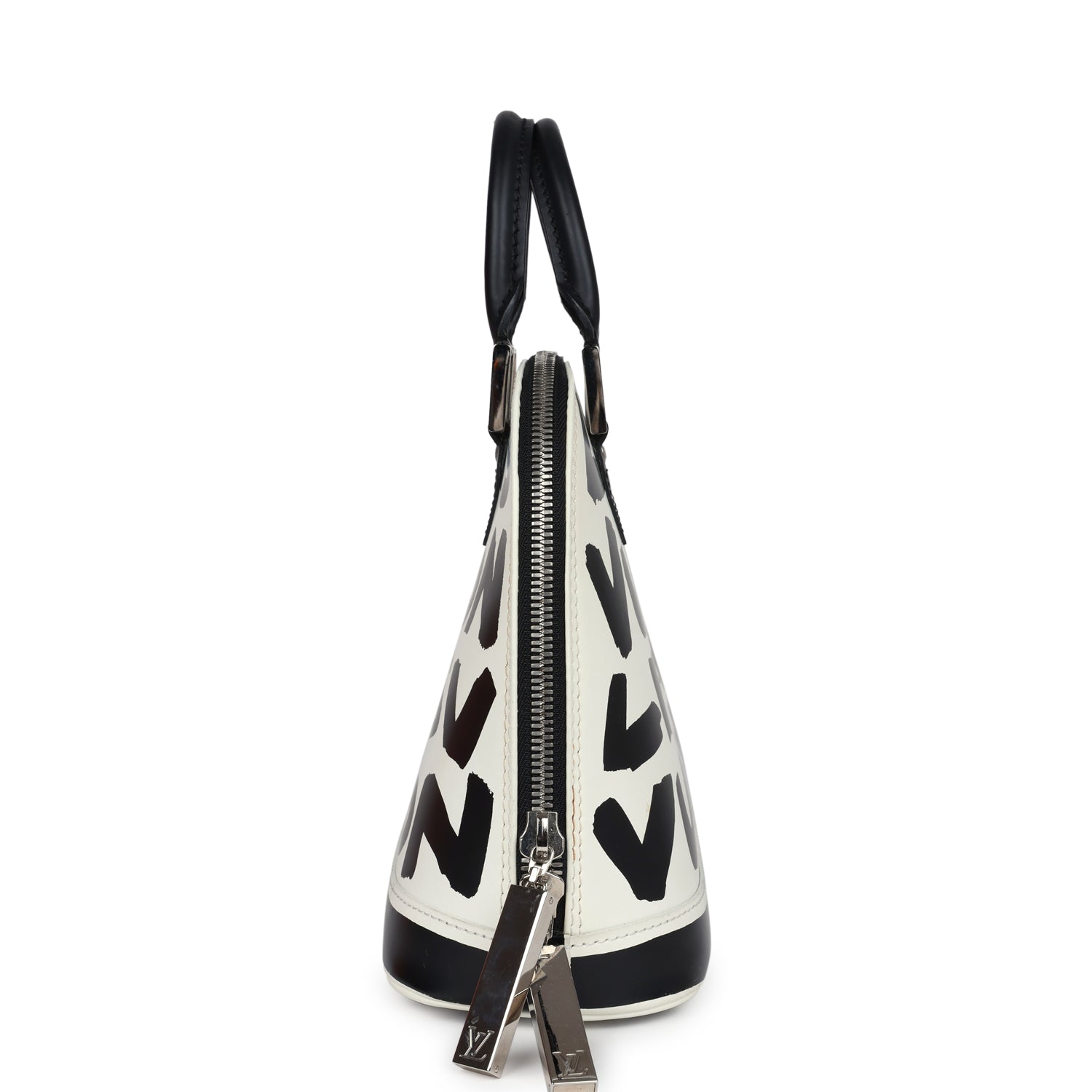 Louis Vuitton Vintage x Stephen Sprouse Graffiti Alma MM Black and White Leather Silver Hardware