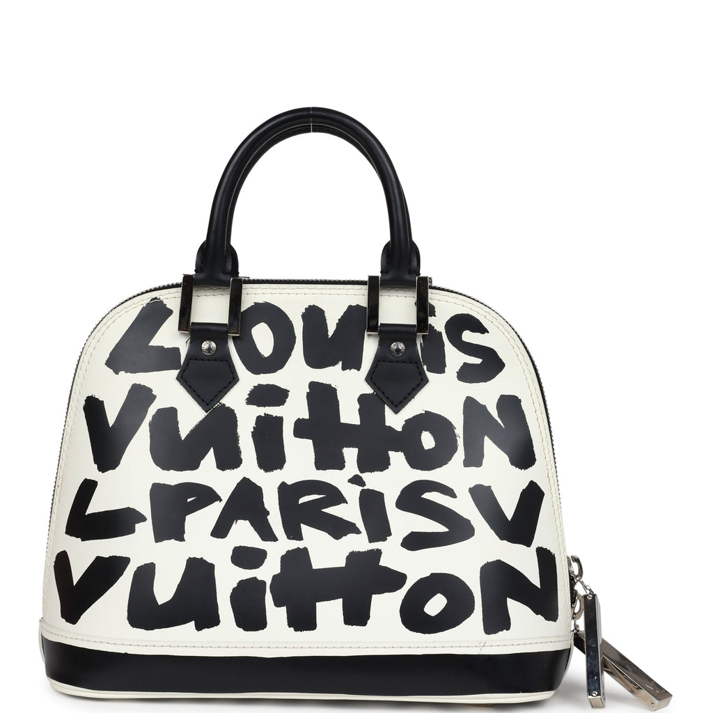Louis Vuitton Vintage x Stephen Sprouse Graffiti Alma MM Black and White Leather Silver Hardware