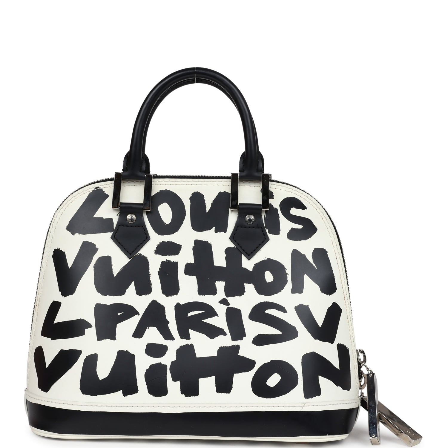 Louis Vuitton Vintage x Stephen Sprouse Graffiti Alma MM Black and White Leather Silver Hardware