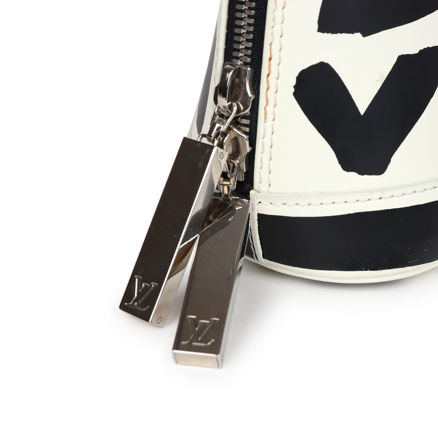 Louis Vuitton Vintage x Stephen Sprouse Graffiti Alma MM Black and White Leather Silver Hardware