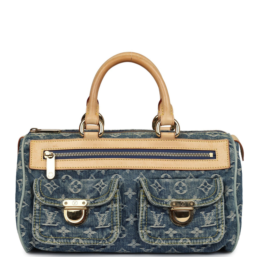 Louis Vuitton Vintage Neo Speedy Blue Denim Monogram Gold Hardware