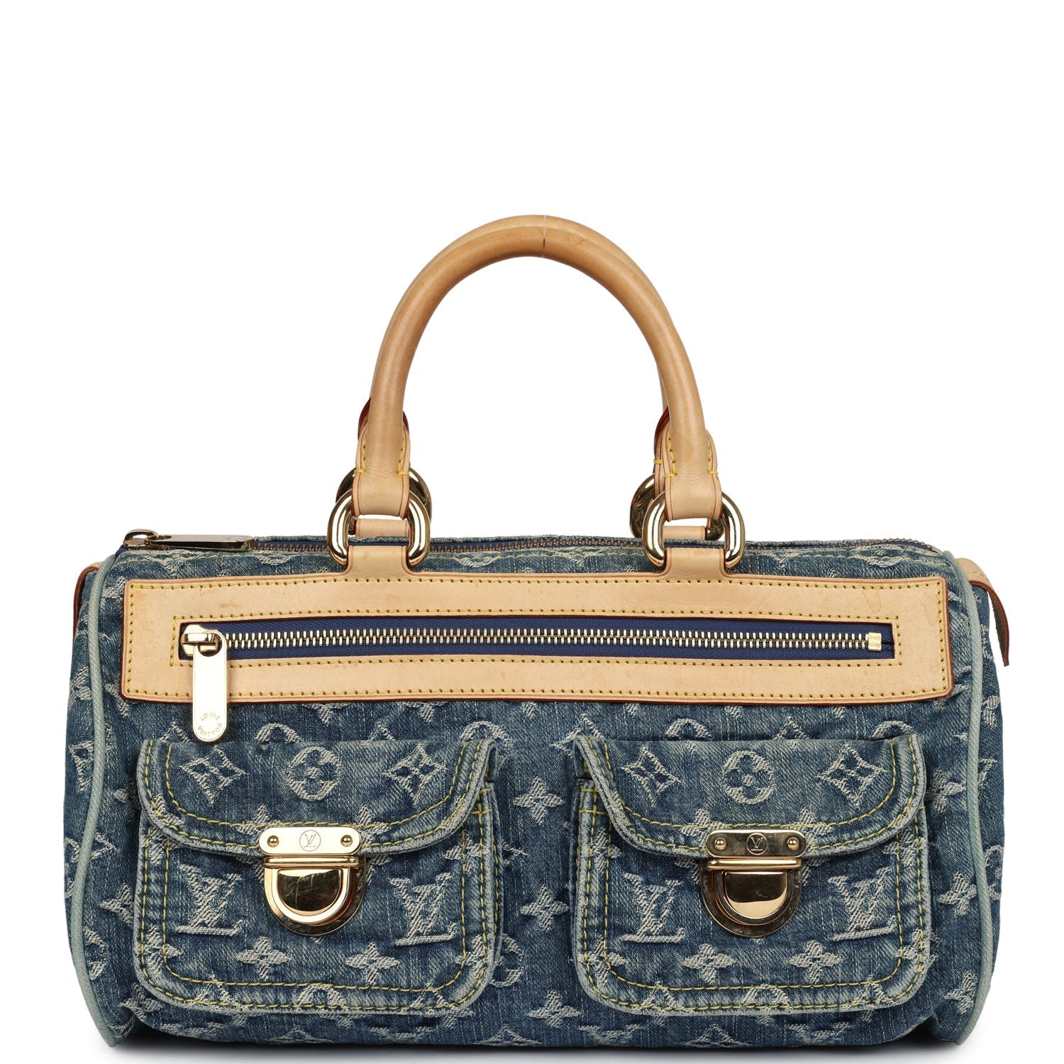 Louis Vuitton Vintage Neo Speedy Blue Denim Monogram Gold Hardware