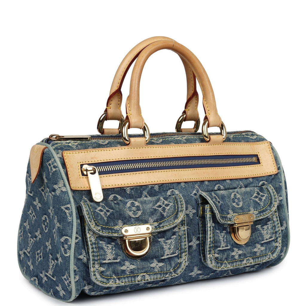Louis Vuitton Vintage Neo Speedy Blue Denim Monogram Gold Hardware