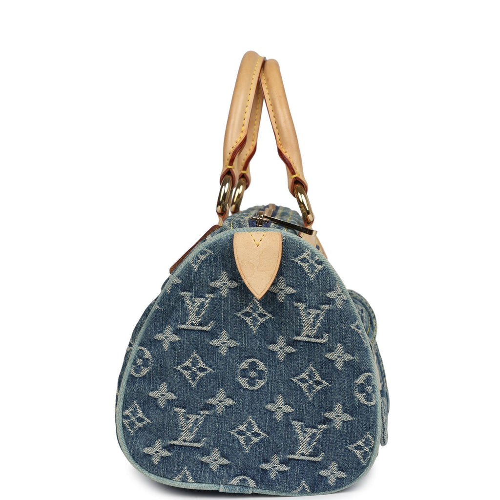 Louis Vuitton Vintage Neo Speedy Blue Denim Monogram Gold Hardware