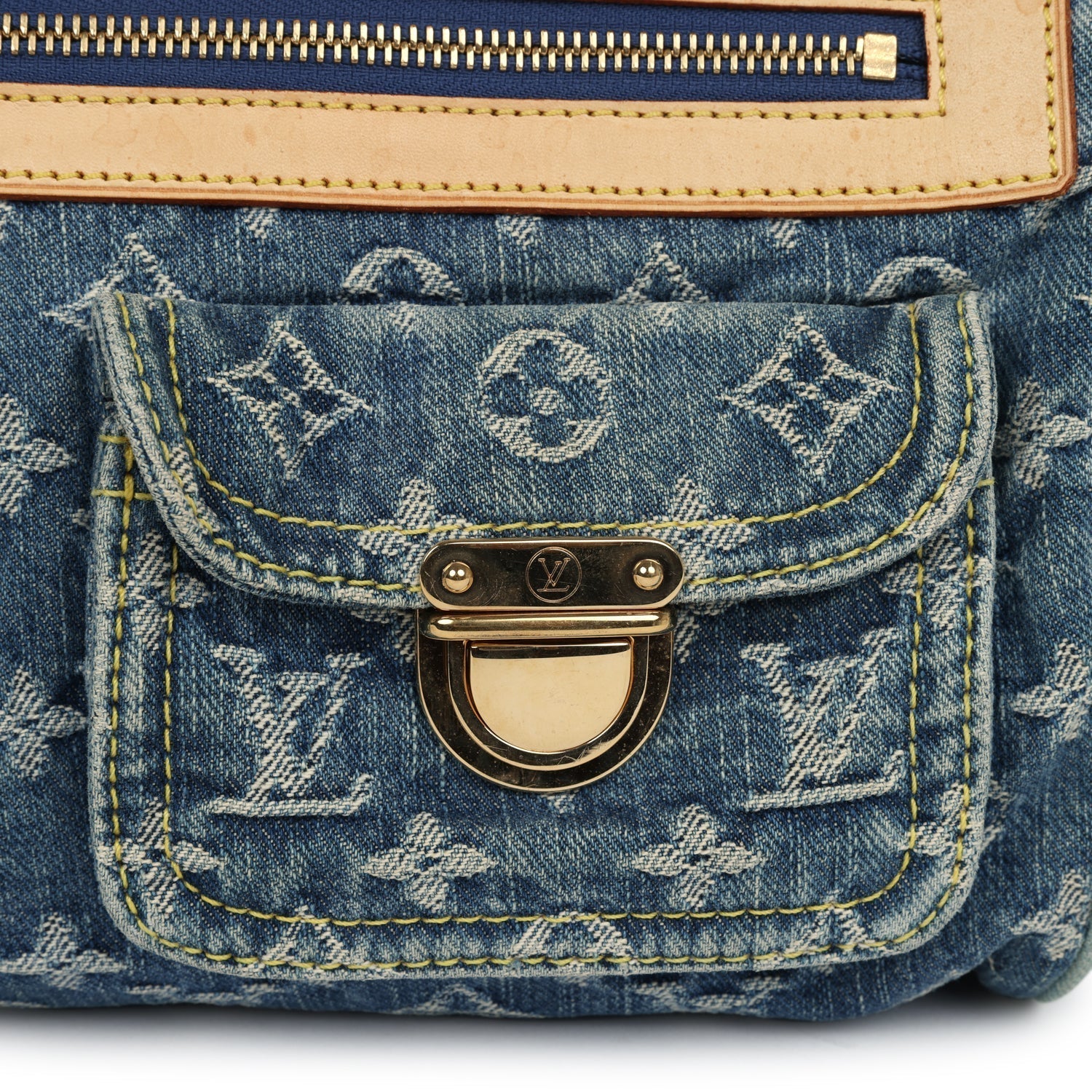 Louis Vuitton Vintage Neo Speedy Blue Denim Monogram Gold Hardware