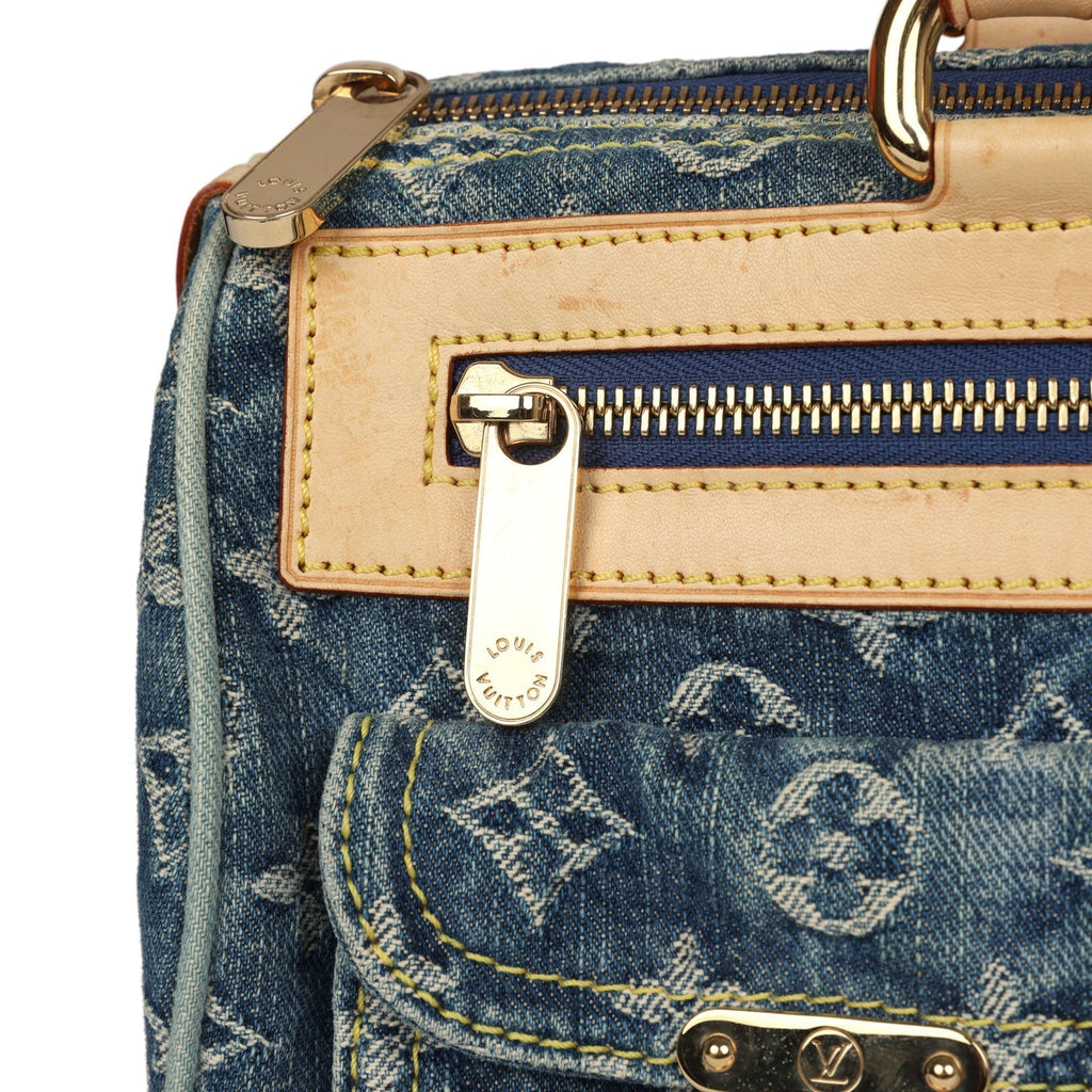 Louis Vuitton Vintage Neo Speedy Blue Denim Monogram Gold Hardware