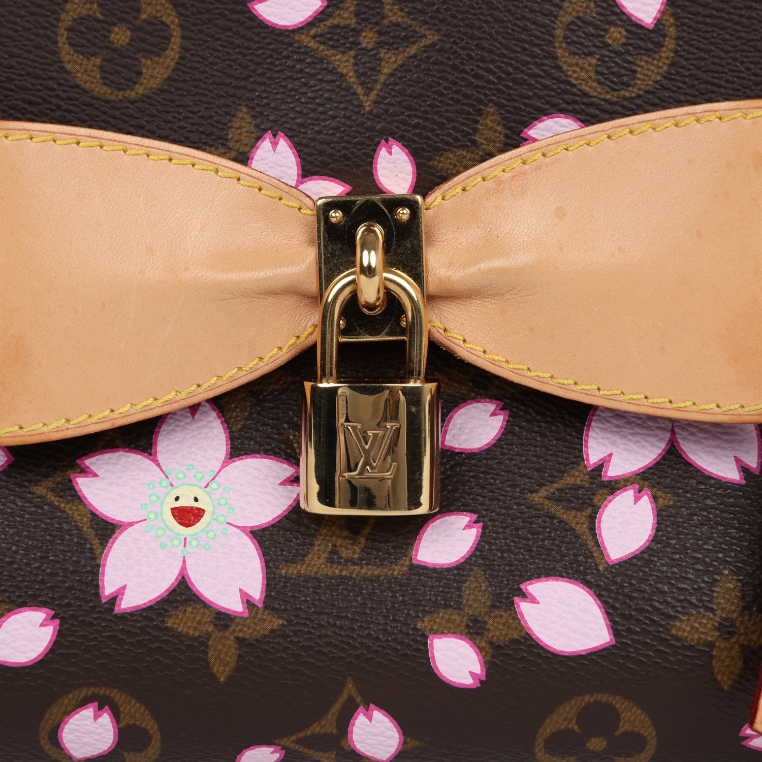 Louis Vuitton Vintage x Takashi Murakami Brown Monogram Cherry Blossom Sac Retro PM Gold Hardware