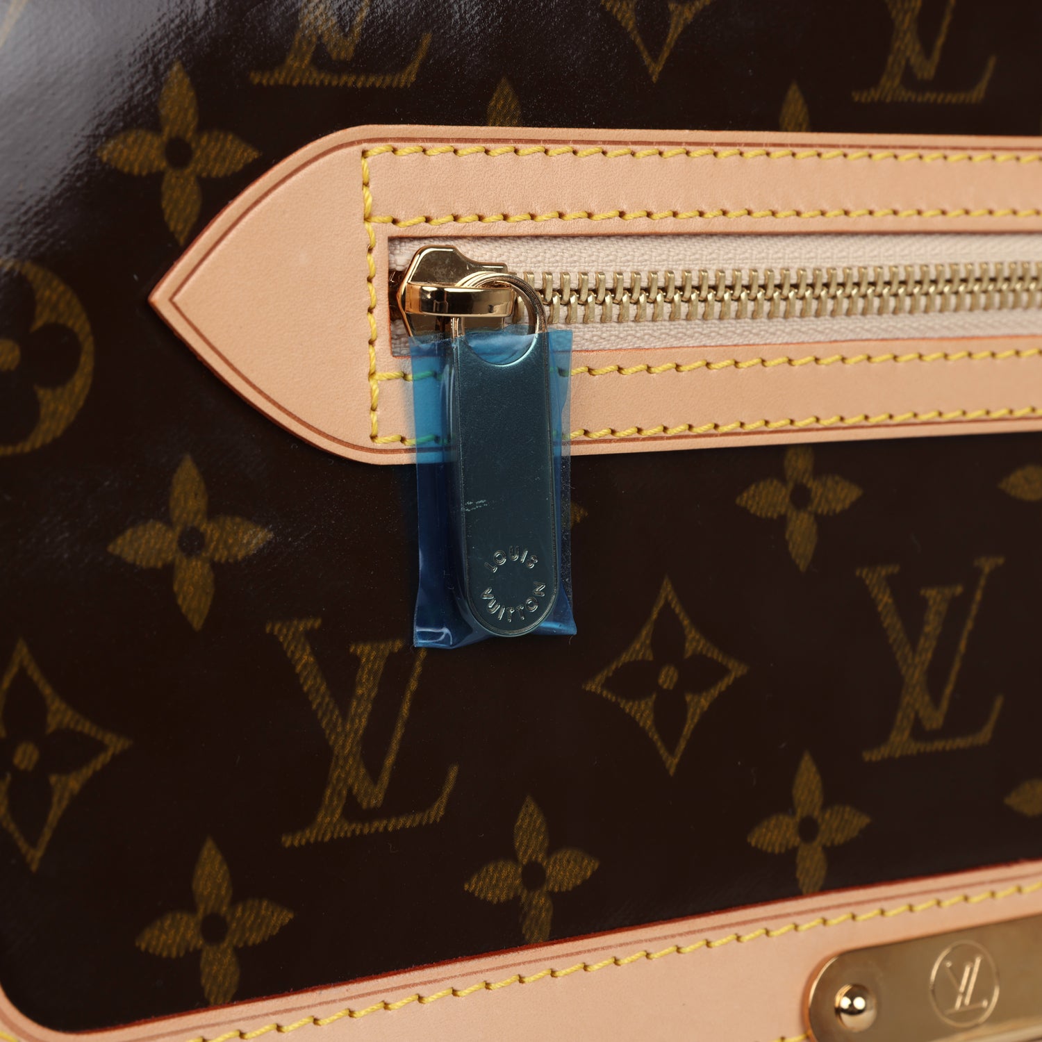 Louis Vuitton Vintage Tweedy Zip GM Brown Monogram Vinyl and Tweed Gold Hardware