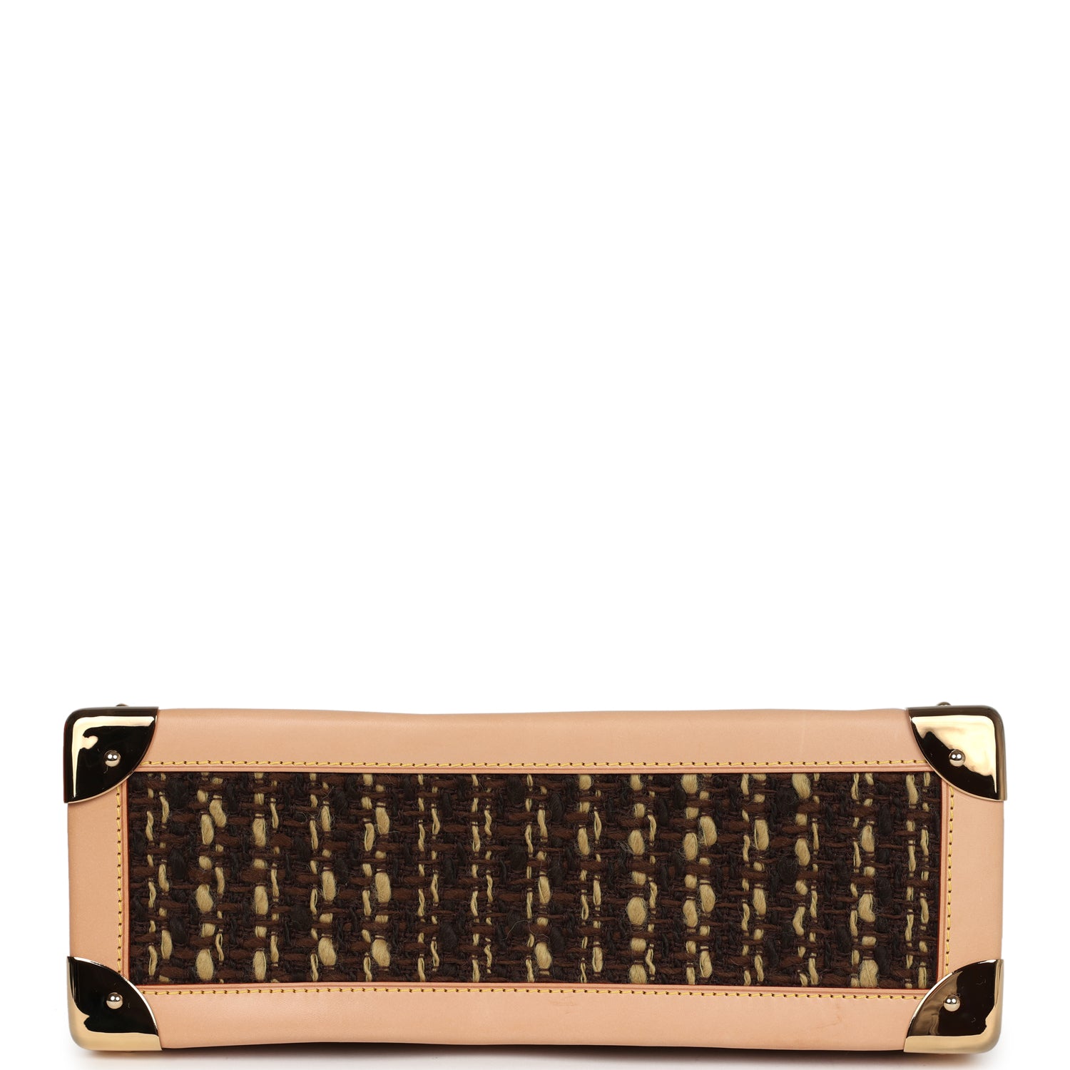 Louis Vuitton Vintage Tweedy Zip GM Brown Monogram Vinyl and Tweed Gold Hardware