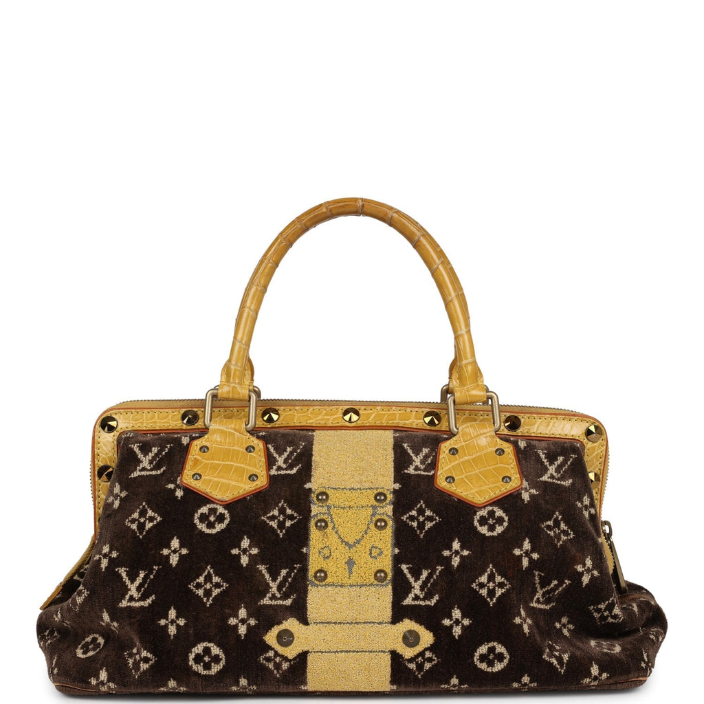 Louis Vuitton Vintage Trompe L'Oeil L'Ingenieux Handbag Yellow/Brown Alligator/Monogram Velvet Gold Hardware