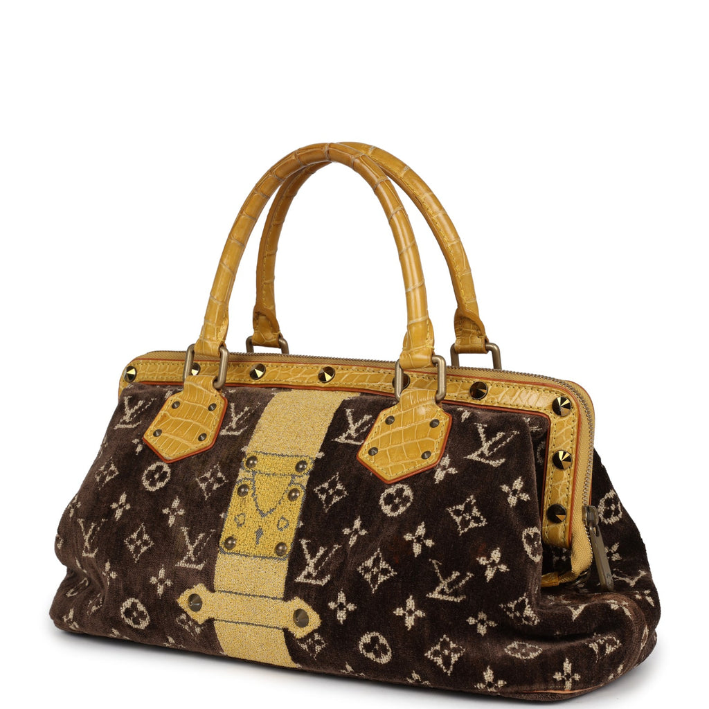 Louis Vuitton Vintage Trompe L'Oeil L'Ingenieux Handbag Yellow/Brown Alligator/Monogram Velvet Gold Hardware