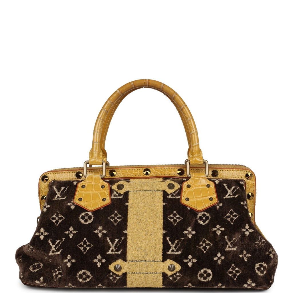 Louis Vuitton Vintage Trompe L'Oeil L'Ingenieux Handbag Yellow/Brown Alligator/Monogram Velvet Gold Hardware