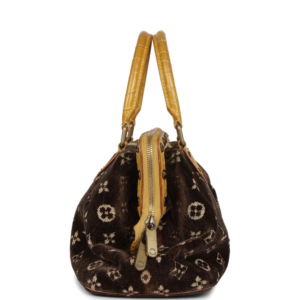 Louis Vuitton Vintage Trompe L'Oeil L'Ingenieux Handbag Yellow/Brown Alligator/Monogram Velvet Gold Hardware