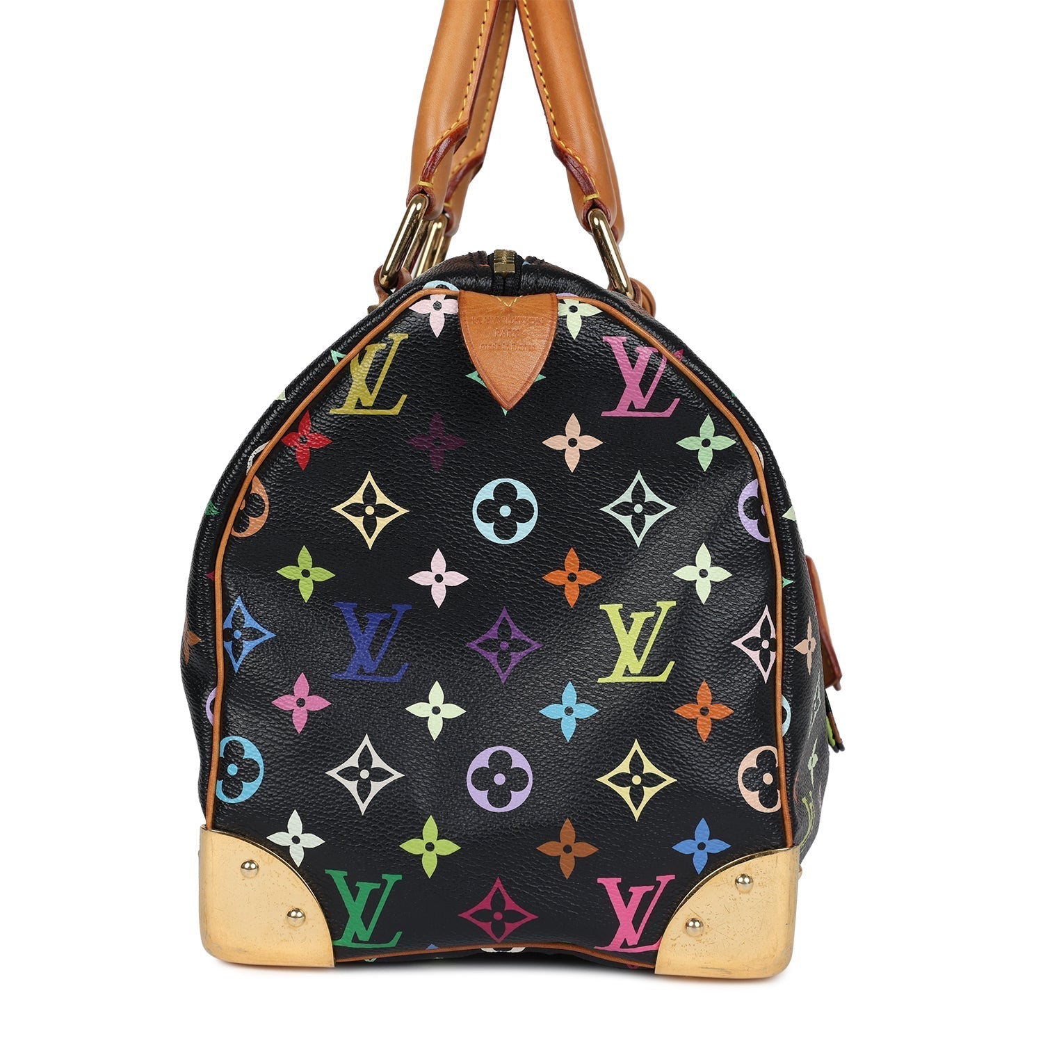 Louis Vuitton x Takashi Murakami Speedy 30 Black Multicolored Monogram Gold Hardware