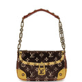 Louis Vuitton Vintage Trompe L'Oeil Pochette Brown and Yellow Velvet Brass Hardware