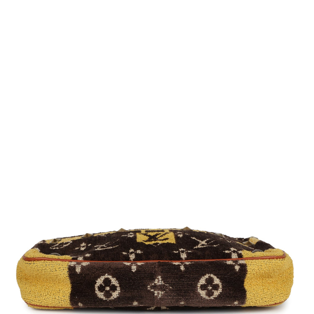 Louis Vuitton Vintage Trompe L'Oeil Pochette Brown and Yellow Velvet Brass Hardware