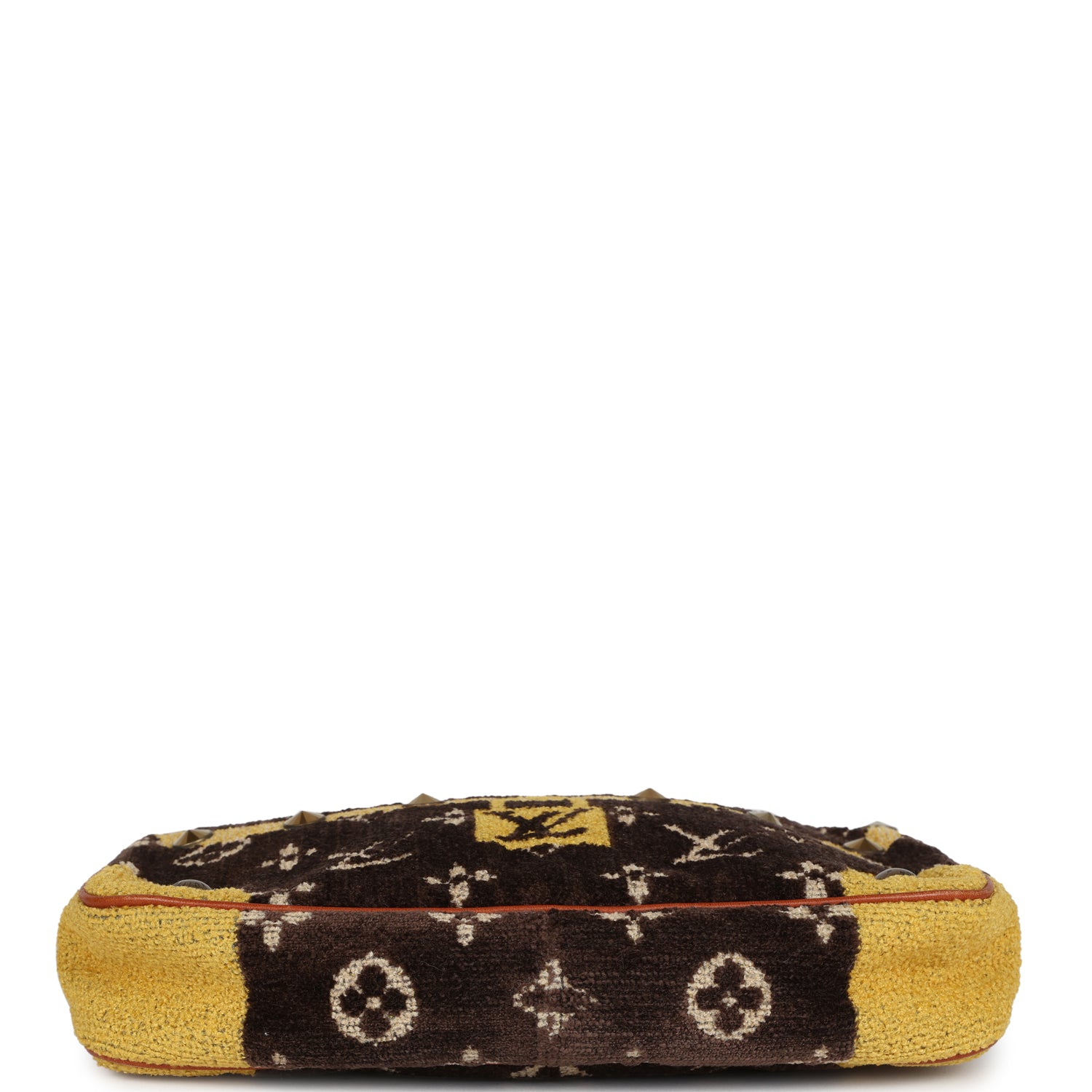 Louis Vuitton Vintage Trompe L'Oeil Pochette Brown and Yellow Velvet Brass Hardware