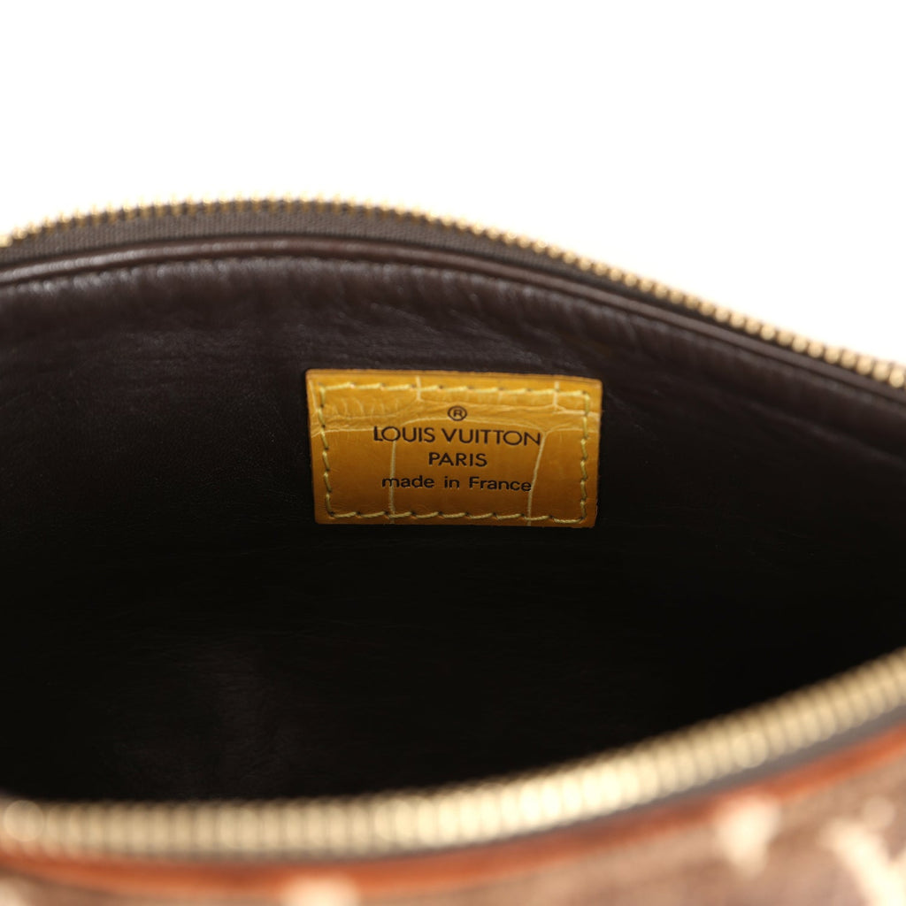Louis Vuitton Vintage Trompe L'Oeil Pochette Brown and Yellow Velvet Brass Hardware