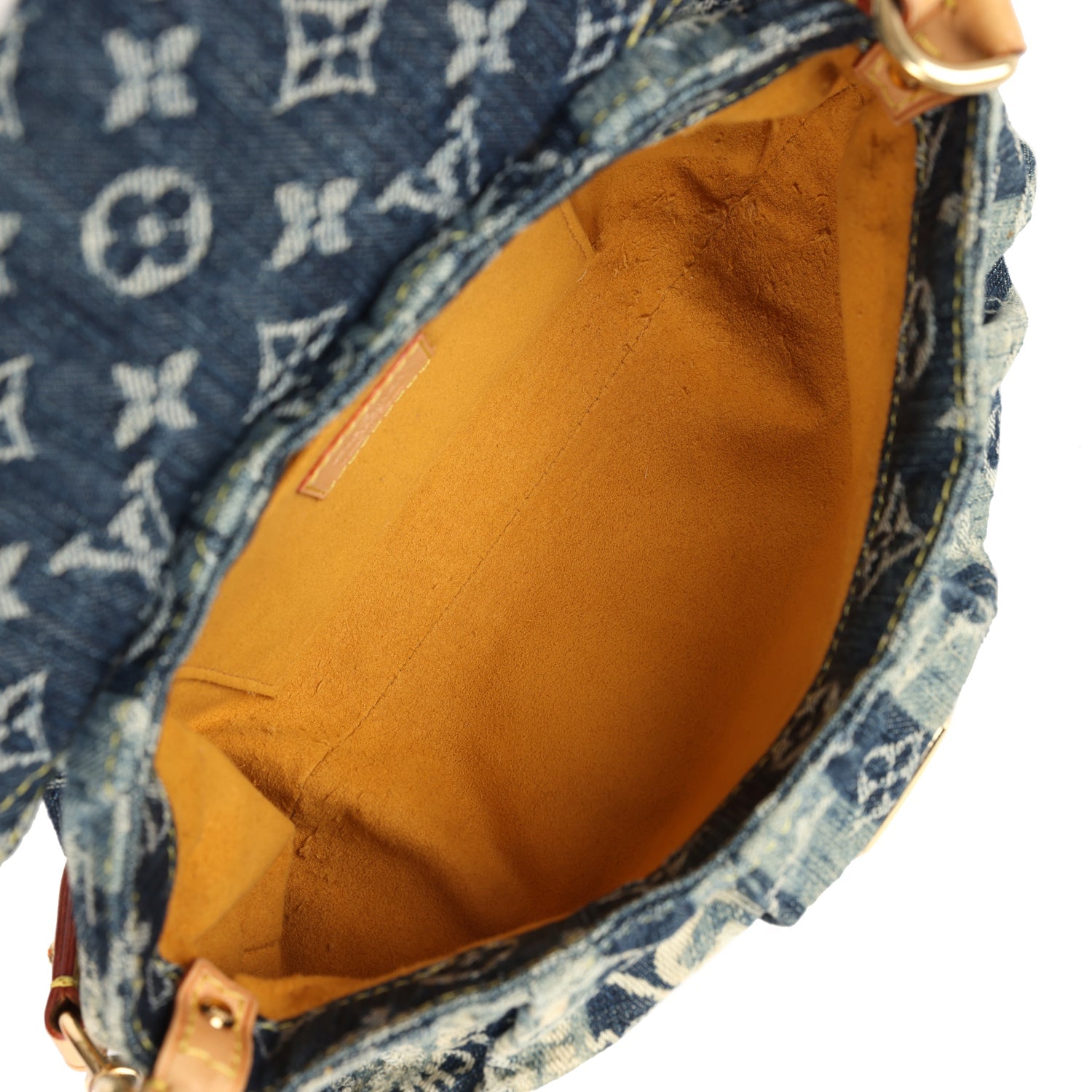 Louis Vuitton Vintage Mini Striped Pleaty Raye Blue Washed Monogram Denim Gold Hardware