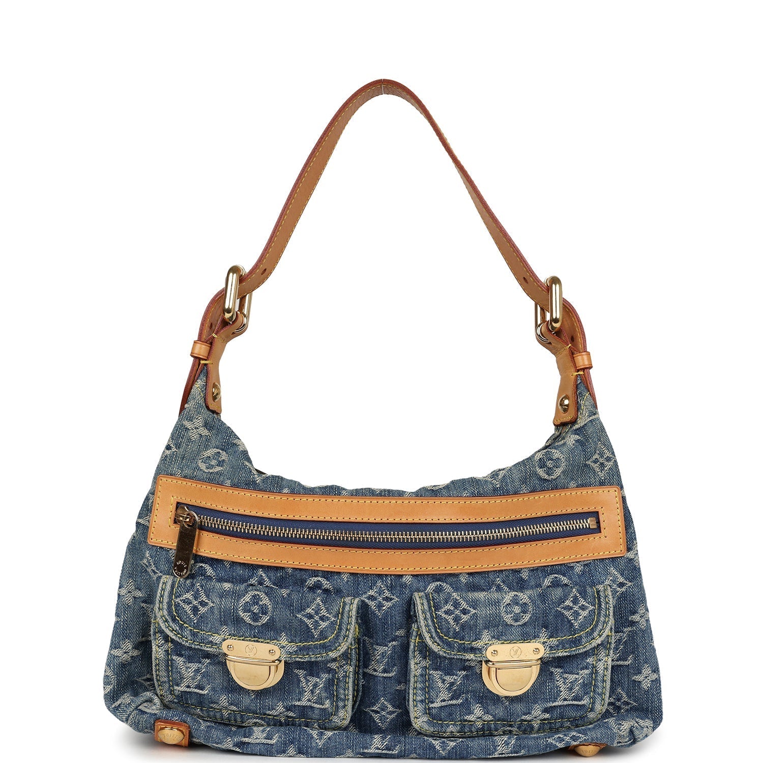 Louis Vuitton Baggy PM Blue Denim Monogram Gold Hardware