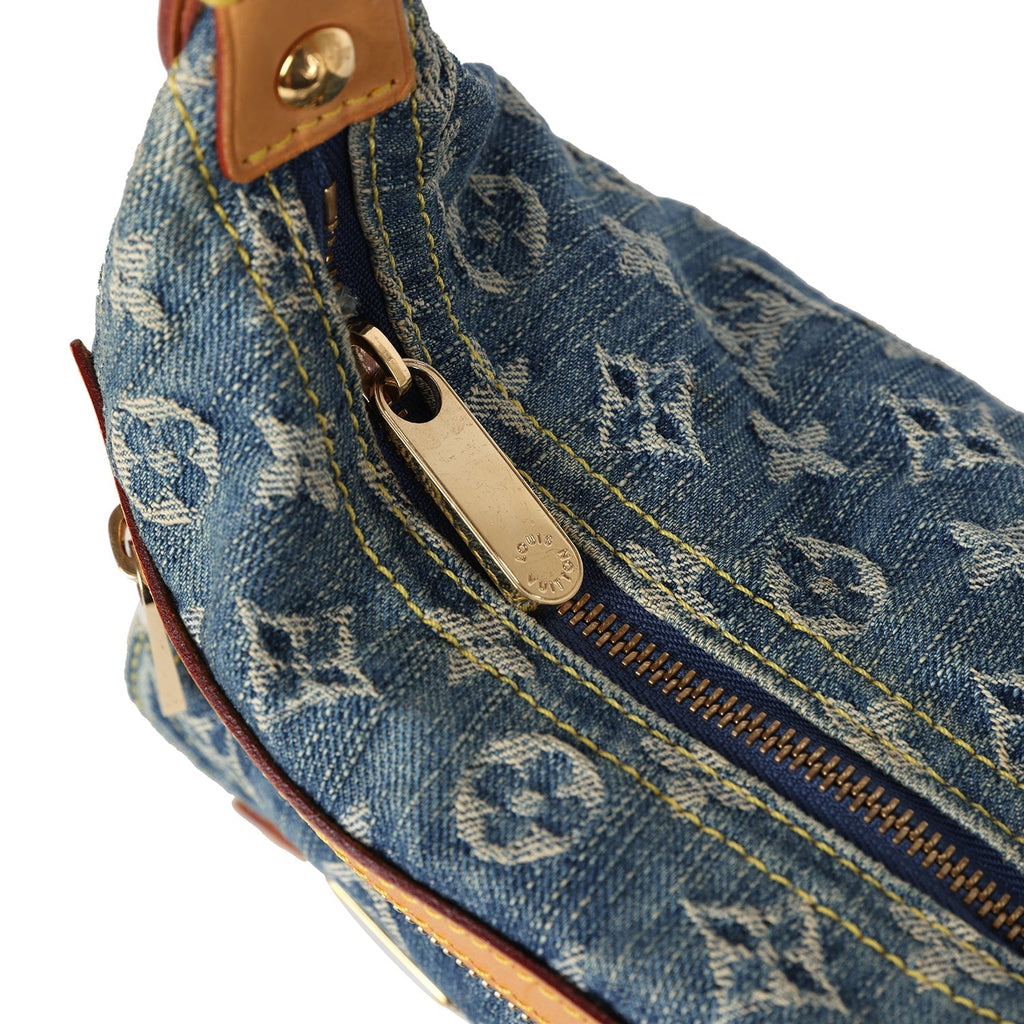 Louis Vuitton Baggy PM Blue Denim Monogram Gold Hardware