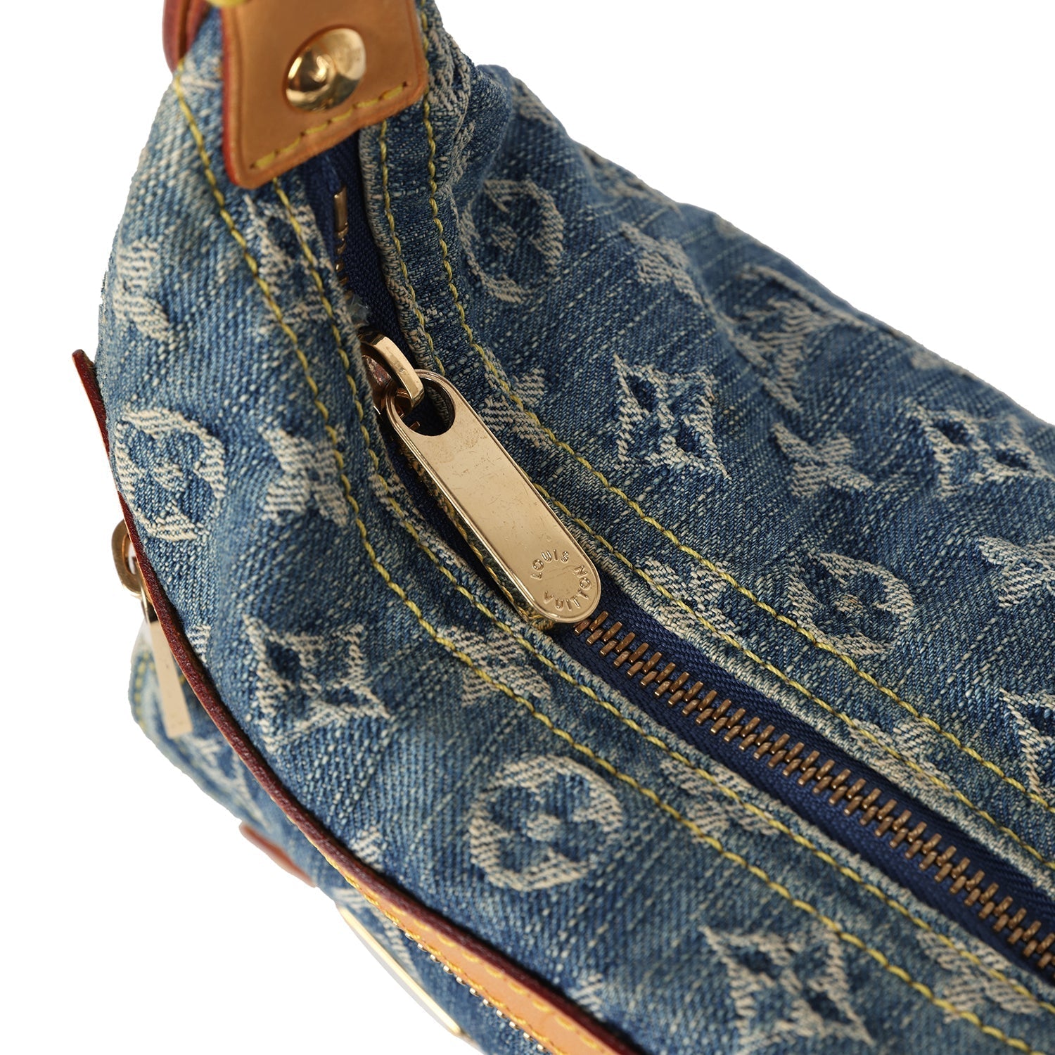 Louis Vuitton Baggy PM Blue Denim Monogram Gold Hardware