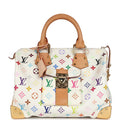 Louis Vuitton x Takashi Murakami Speedy 30 White Multicolor Monogram Gold Hardware