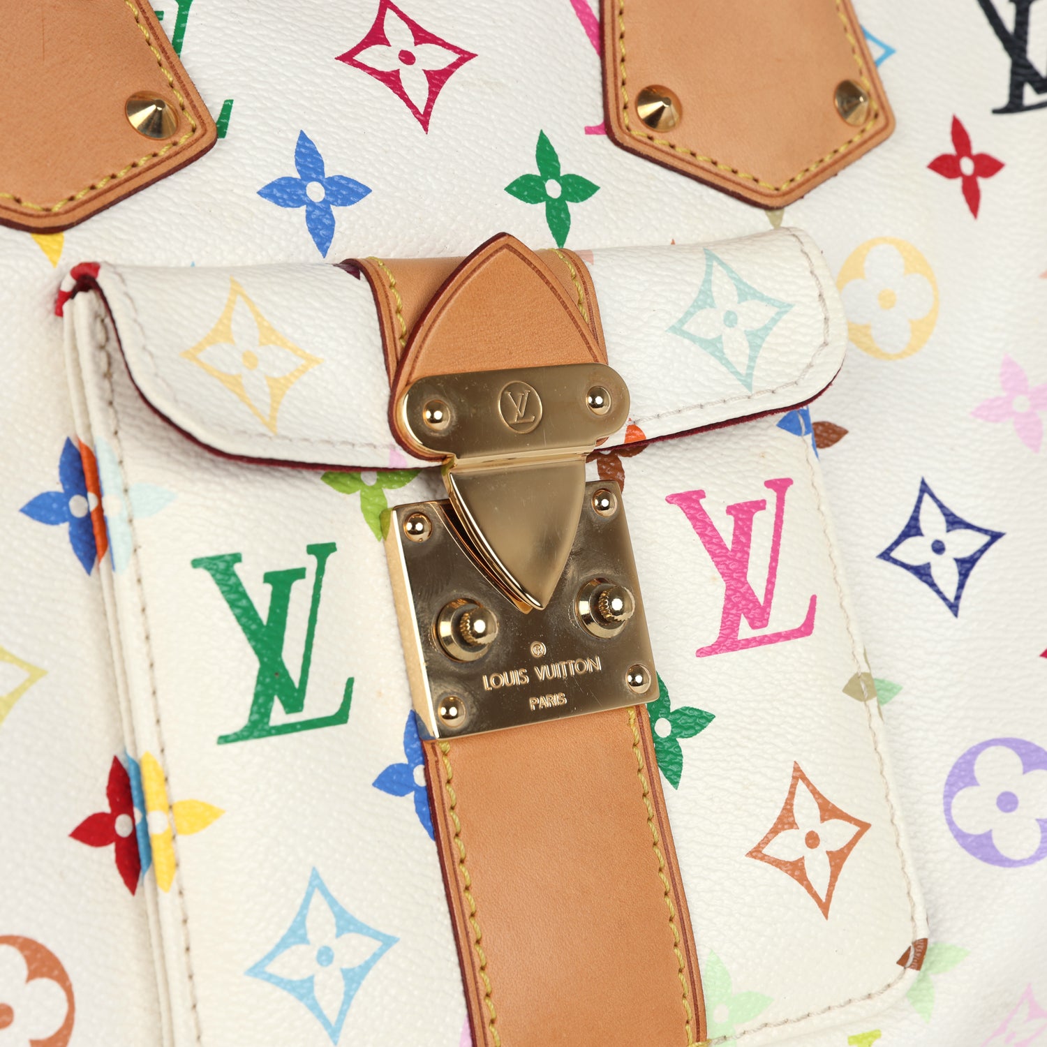 Louis Vuitton x Takashi Murakami Speedy 30 White Multicolor Monogram Gold Hardware