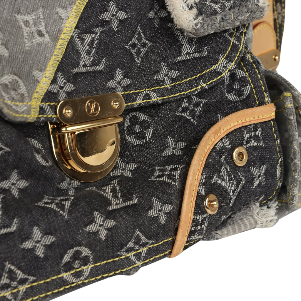 Louis Vuitton Patchwork Bowly Bag Grey Monogram Denim Gold Hardware