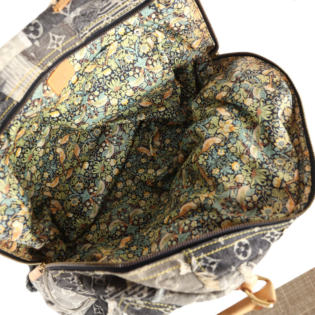 Louis Vuitton Patchwork Bowly Bag Grey Monogram Denim Gold Hardware
