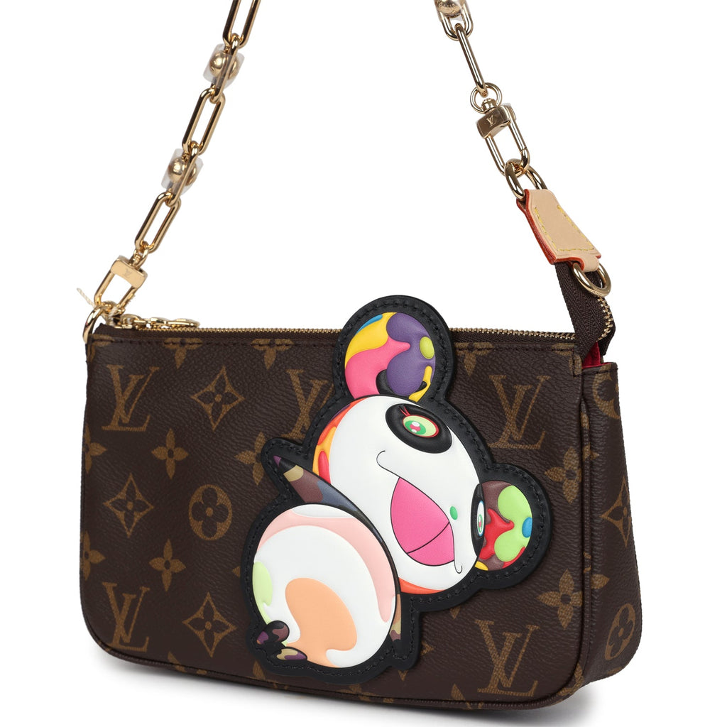 Louis Vuitton X Takashi Murakami Panda Pochette Accessories Brown Monogram Gold Hardware